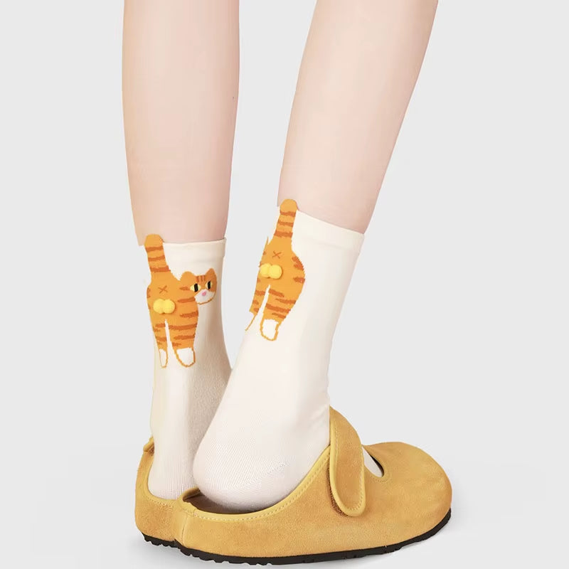 For Cat Lovers: Cartoon Cat Cotton Socks
