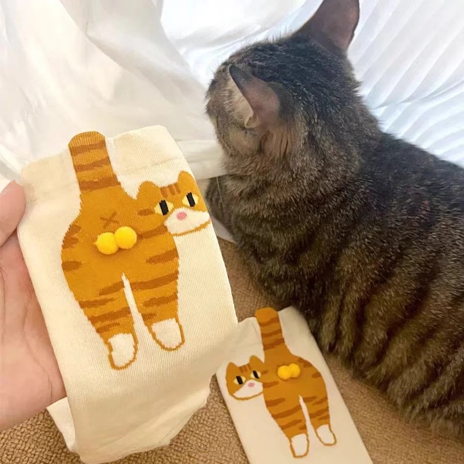 For Cat Lovers: Cartoon Cat Cotton Socks